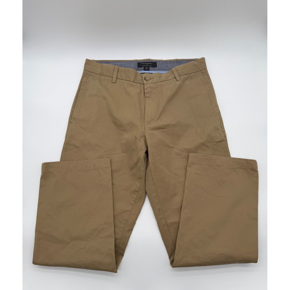 Banana Republic Gavin Straight Fit Chinos Mens 32x28 Brown Cotton Pants ALTERED